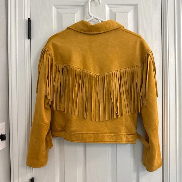 Mustard Suede Fringe Jacket - Picture 2 of 5